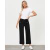 imageGRAPENT Wide Leg Jeans for Women Trendy High Waisted Straight Leg Cropped Stretchy Denim Pants with Retro Patch PocketsWashed Black