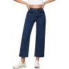 imageGRAPENT Wide Leg Jeans for Women Trendy High Waisted Straight Leg Cropped Stretchy Denim Pants with Retro Patch PocketsNightfall Blue
