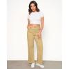 imageGRAPENT Straight Leg Jeans for Women High Waisted Stretchy Frayed Raw Hem Loose Denim Pants Casual Baggy Jean TrousersBritish Khaki