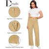imageGRAPENT Straight Leg Jeans for Women High Waisted Stretchy Frayed Raw Hem Loose Denim Pants Casual Baggy Jean TrousersBritish Khaki
