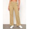 imageGRAPENT Straight Leg Jeans for Women High Waisted Stretchy Frayed Raw Hem Loose Denim Pants Casual Baggy Jean TrousersBritish Khaki