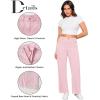 imageGRAPENT Straight Leg Jeans for Women High Waisted Stretchy Frayed Raw Hem Loose Denim Pants Casual Baggy Jean TrousersCandy Pink