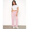 imageGRAPENT Straight Leg Jeans for Women High Waisted Stretchy Frayed Raw Hem Loose Denim Pants Casual Baggy Jean TrousersCandy Pink
