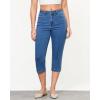 imageGRAPENT Capri Jeans for Women High Waisted Stretchy Denim Capris Front Seamed Cropped Skinny Slim Fit Jeans with PocketsClassic Blue