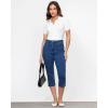 imageGRAPENT Capri Jeans for Women High Waisted Stretchy Denim Capris Front Seamed Cropped Skinny Slim Fit Jeans with PocketsDark Blue