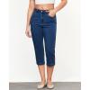 imageGRAPENT Capri Jeans for Women High Waisted Stretchy Denim Capris Front Seamed Cropped Skinny Slim Fit Jeans with PocketsDark Blue