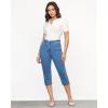 imageGRAPENT Capri Jeans for Women High Waisted Stretchy Denim Capris Front Seamed Cropped Skinny Slim Fit Jeans with PocketsRoadknight Blue