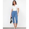 imageGRAPENT Capri Jeans for Women High Waisted Stretchy Denim Capris Front Seamed Cropped Skinny Slim Fit Jeans with PocketsRoadknight Blue