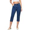 imageGRAPENT Capri Jeans for Women High Waisted Stretchy Denim Capris Front Seamed Cropped Skinny Slim Fit Jeans with PocketsDark Blue