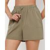 imageGRAPENT Athletic Shorts for Women High Waisted Casual Exercise Hiking Quick Dry Sports Gym Running Shorts with PocketsKhaki