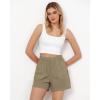 imageGRAPENT Athletic Shorts for Women High Waisted Casual Exercise Hiking Quick Dry Sports Gym Running Shorts with PocketsKhaki