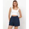imageGRAPENT Athletic Shorts for Women High Waisted Casual Exercise Hiking Quick Dry Sports Gym Running Shorts with PocketsNavy Blue