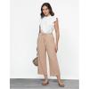 imageGRAPENT Linen Pants for Women High Waisted Wide Leg Capri Elastic Waist Casual Beach Flowy Cropped Summer Capris PantsAlmond
