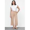 imageGRAPENT Linen Pants for Women High Waisted Wide Leg Capri Elastic Waist Casual Beach Flowy Cropped Summer Capris PantsAlmond