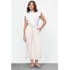 imageGRAPENT Linen Pants for Women High Waisted Wide Leg Capri Elastic Waist Casual Beach Flowy Cropped Summer Capris PantsApricot