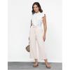 imageGRAPENT Linen Pants for Women High Waisted Wide Leg Capri Elastic Waist Casual Beach Flowy Cropped Summer Capris PantsApricot