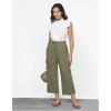 imageGRAPENT Linen Pants for Women High Waisted Wide Leg Capri Elastic Waist Casual Beach Flowy Cropped Summer Capris PantsArmy Green