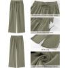 imageGRAPENT Linen Pants for Women High Waisted Wide Leg Capri Elastic Waist Casual Beach Flowy Cropped Summer Capris PantsArmy Green