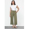 imageGRAPENT Linen Pants for Women High Waisted Wide Leg Capri Elastic Waist Casual Beach Flowy Cropped Summer Capris PantsArmy Green