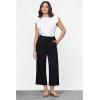 imageGRAPENT Linen Pants for Women High Waisted Wide Leg Capri Elastic Waist Casual Beach Flowy Cropped Summer Capris PantsBlack