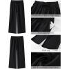 imageGRAPENT Linen Pants for Women High Waisted Wide Leg Capri Elastic Waist Casual Beach Flowy Cropped Summer Capris PantsBlack