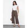 imageGRAPENT Linen Pants for Women High Waisted Wide Leg Capri Elastic Waist Casual Beach Flowy Cropped Summer Capris PantsBrown