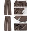 imageGRAPENT Linen Pants for Women High Waisted Wide Leg Capri Elastic Waist Casual Beach Flowy Cropped Summer Capris PantsBrown