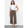 imageGRAPENT Linen Pants for Women High Waisted Wide Leg Capri Elastic Waist Casual Beach Flowy Cropped Summer Capris PantsBrown