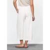 imageGRAPENT Linen Pants for Women High Waisted Wide Leg Capri Elastic Waist Casual Beach Flowy Cropped Summer Capris PantsCream White