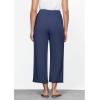 imageGRAPENT Linen Pants for Women High Waisted Wide Leg Capri Elastic Waist Casual Beach Flowy Cropped Summer Capris PantsDark Blue