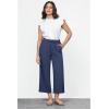 imageGRAPENT Linen Pants for Women High Waisted Wide Leg Capri Elastic Waist Casual Beach Flowy Cropped Summer Capris PantsDark Blue