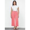 imageGRAPENT Linen Pants for Women High Waisted Wide Leg Capri Elastic Waist Casual Beach Flowy Cropped Summer Capris PantsSalmon Pink