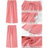 imageGRAPENT Linen Pants for Women High Waisted Wide Leg Capri Elastic Waist Casual Beach Flowy Cropped Summer Capris PantsSalmon Pink