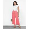 imageGRAPENT Linen Pants for Women High Waisted Wide Leg Capri Elastic Waist Casual Beach Flowy Cropped Summer Capris PantsSalmon Pink