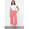 imageGRAPENT Linen Pants for Women High Waisted Wide Leg Capri Elastic Waist Casual Beach Flowy Cropped Summer Capris PantsSalmon Pink