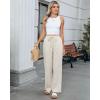 imageGRAPENT Striped Pants for Women High Waisted Wide Leg Cotton Linen Trendy Beach Pull On Elastic Waist Casual Flowy PantsBeige Blue Stripe