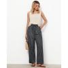 imageGRAPENT Striped Pants for Women High Waisted Wide Leg Cotton Linen Trendy Beach Pull On Elastic Waist Casual Flowy PantsBlack White Stripe