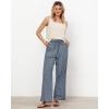 imageGRAPENT Striped Pants for Women High Waisted Wide Leg Cotton Linen Trendy Beach Pull On Elastic Waist Casual Flowy PantsBlue Stripe