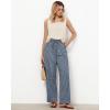 imageGRAPENT Striped Pants for Women High Waisted Wide Leg Cotton Linen Trendy Beach Pull On Elastic Waist Casual Flowy PantsBlue Stripe