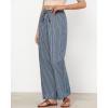 imageGRAPENT Striped Pants for Women High Waisted Wide Leg Cotton Linen Trendy Beach Pull On Elastic Waist Casual Flowy PantsBlue Stripe