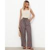 imageGRAPENT Striped Pants for Women High Waisted Wide Leg Cotton Linen Trendy Beach Pull On Elastic Waist Casual Flowy PantsBrown White Stripe