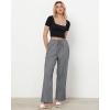 imageGRAPENT Striped Pants for Women High Waisted Wide Leg Cotton Linen Trendy Beach Pull On Elastic Waist Casual Flowy PantsGray Black Stripe