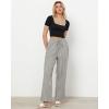 imageGRAPENT Striped Pants for Women High Waisted Wide Leg Cotton Linen Trendy Beach Pull On Elastic Waist Casual Flowy PantsKhaki Black Stripe