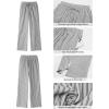 imageGRAPENT Striped Pants for Women High Waisted Wide Leg Cotton Linen Trendy Beach Pull On Elastic Waist Casual Flowy PantsKhaki Black Stripe