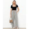 imageGRAPENT Striped Pants for Women High Waisted Wide Leg Cotton Linen Trendy Beach Pull On Elastic Waist Casual Flowy PantsKhaki Black Stripe