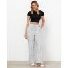 imageGRAPENT Striped Pants for Women High Waisted Wide Leg Cotton Linen Trendy Beach Pull On Elastic Waist Casual Flowy PantsWhite Black Stripe