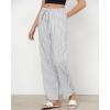 imageGRAPENT Striped Pants for Women High Waisted Wide Leg Cotton Linen Trendy Beach Pull On Elastic Waist Casual Flowy PantsWhite Black Stripe