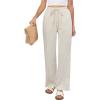 imageGRAPENT Striped Pants for Women High Waisted Wide Leg Cotton Linen Trendy Beach Pull On Elastic Waist Casual Flowy PantsBeige Blue Stripe