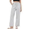 imageGRAPENT Striped Pants for Women High Waisted Wide Leg Cotton Linen Trendy Beach Pull On Elastic Waist Casual Flowy PantsWhite Black Stripe
