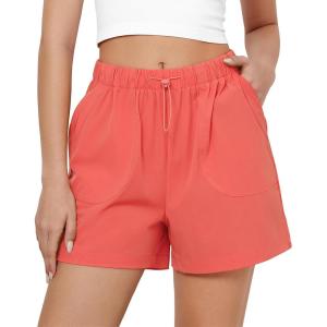 imageGRAPENT Athletic Shorts for Women High Waisted Casual Exercise Hiking Quick Dry Sports Gym Running Shorts with PocketsDeep Sea Coral